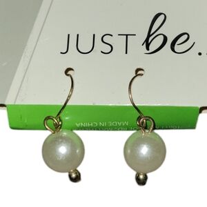 NWT Just be...faux pearl gold-plated hook style earrings